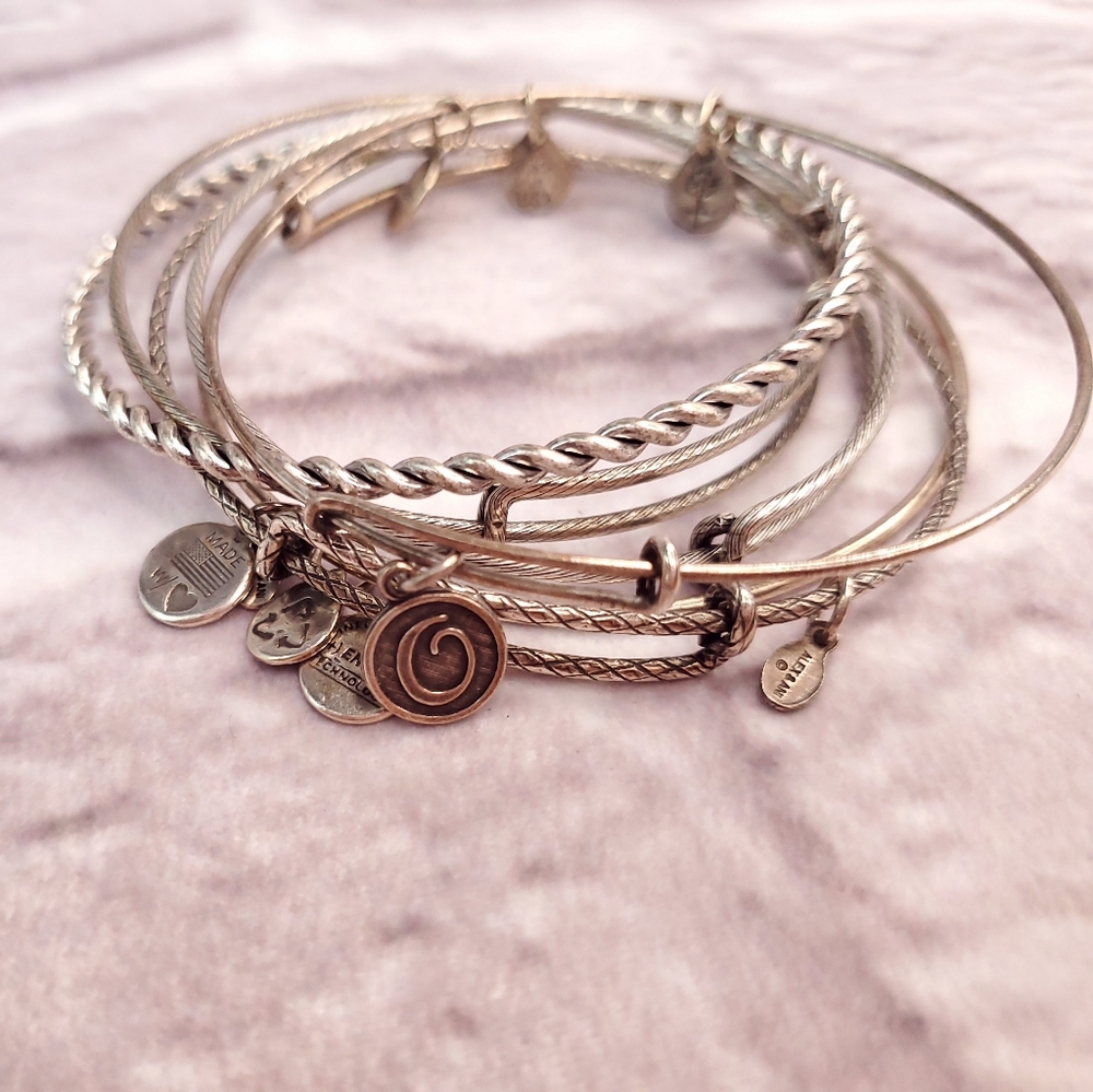 Alex and Ani silver bangles bracelets lot bundle of 6